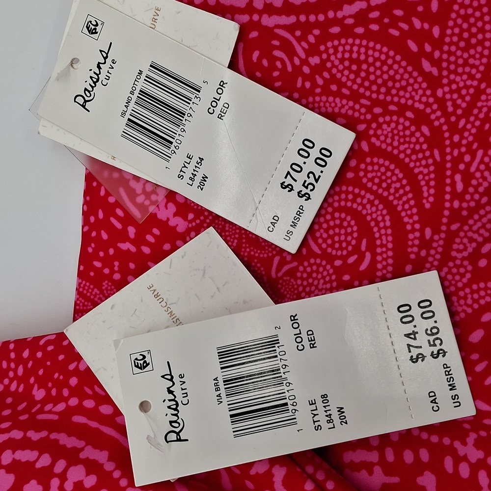 Raisins Las Virgenes Via Top Island Plus Bottom 2pc Bikini Set Red 20W - Picture 16 of 16